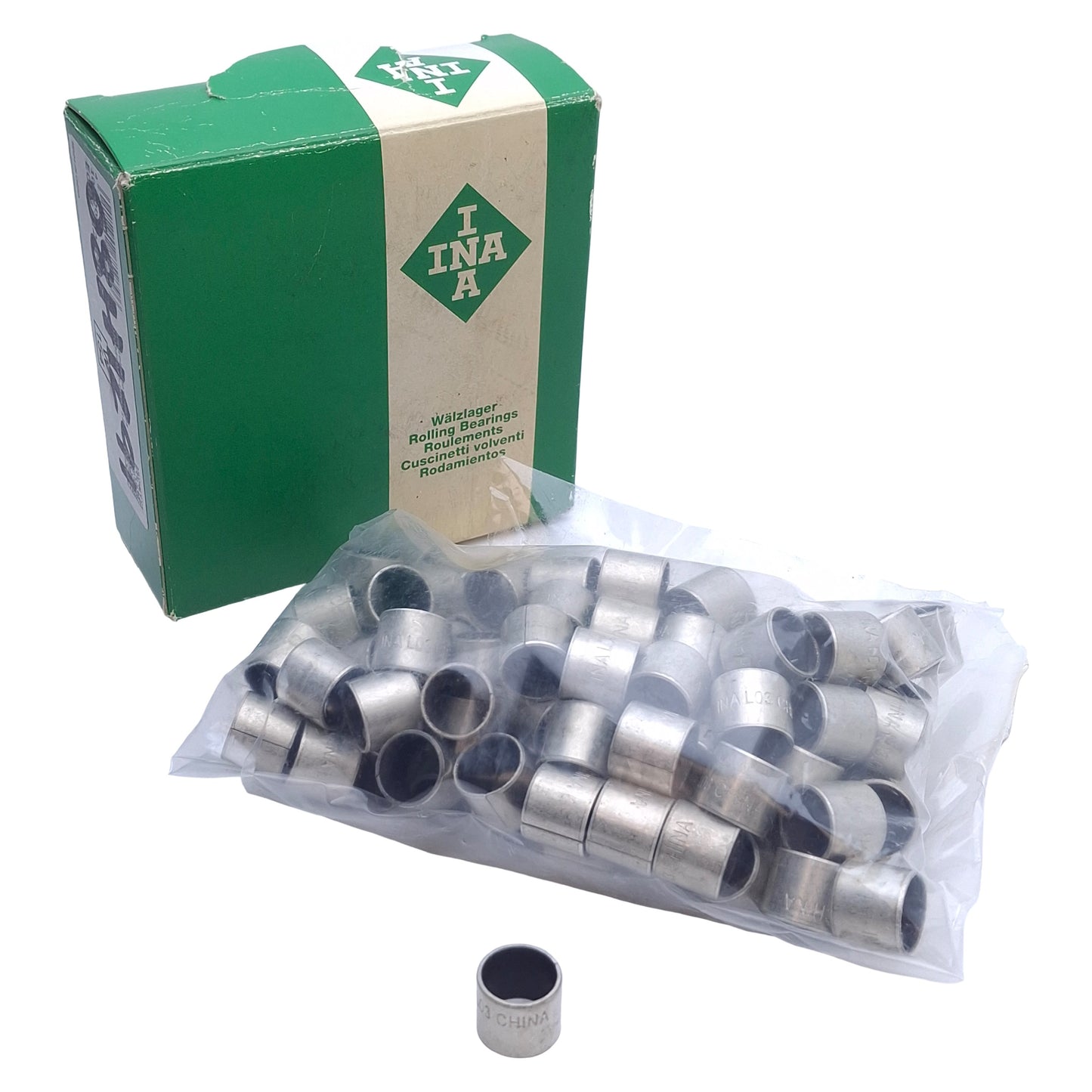 New Lot of 100 INA EGB1212-E40-Z Steel Bushing, ø14 OD, ø12mm ID, 12mm Width