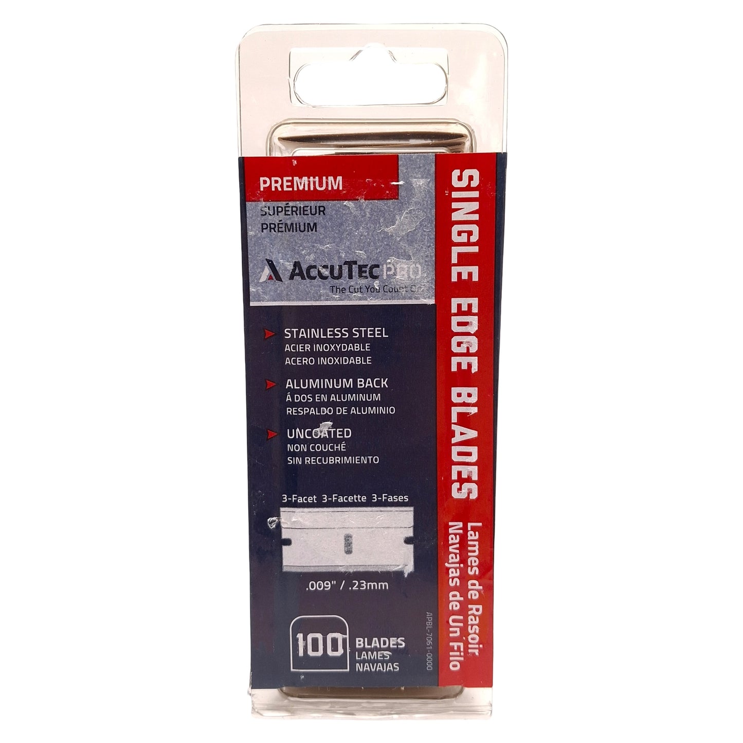 New Lot of 2 Accutec APBL-7061-0000 Single Edge Razor Blades, 0.009in Blade, 100/Box