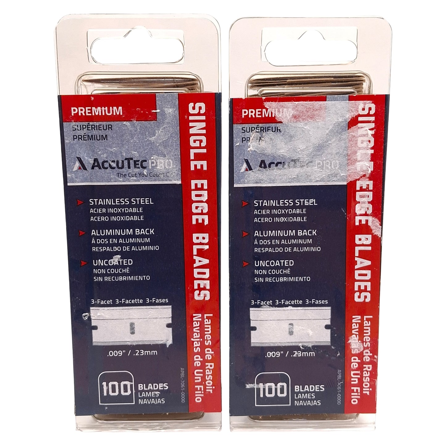 New Lot of 2 Accutec APBL-7061-0000 Single Edge Razor Blades, 0.009in Blade, 100/Box