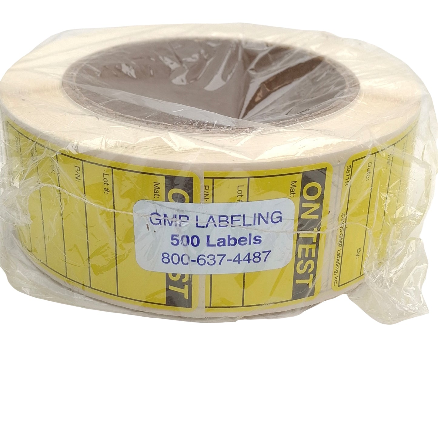 New GMP Labeling S511R PL20943.01 "On Test" Label Rolls, 500 Per Rolls, 1.5x2.5in