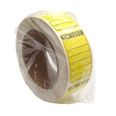 New GMP Labeling S511R PL20943.01 "On Test" Label Rolls, 500 Per Rolls, 1.5x2.5in