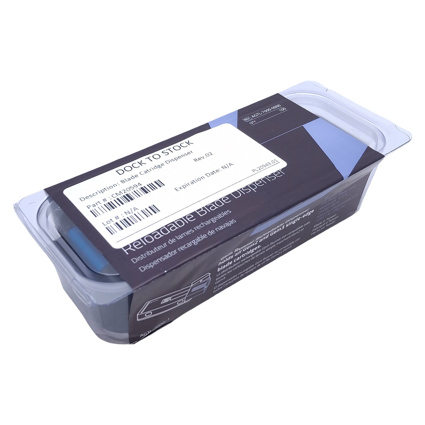 New Accuforge AGTL-7000-0000 Single Edge Blade Reloadable Dispenser 100 Capacity