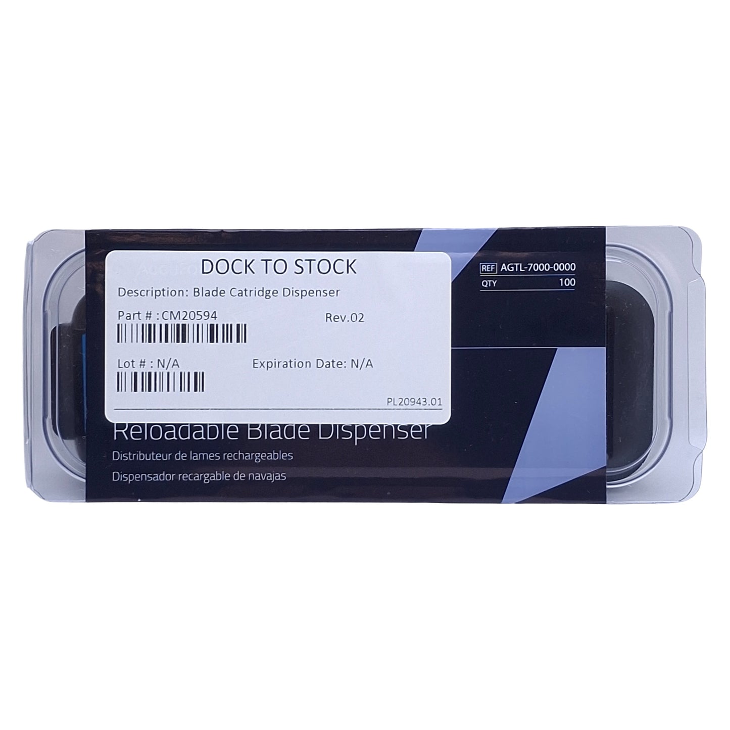 New Accuforge AGTL-7000-0000 Single Edge Blade Reloadable Dispenser 100 Capacity