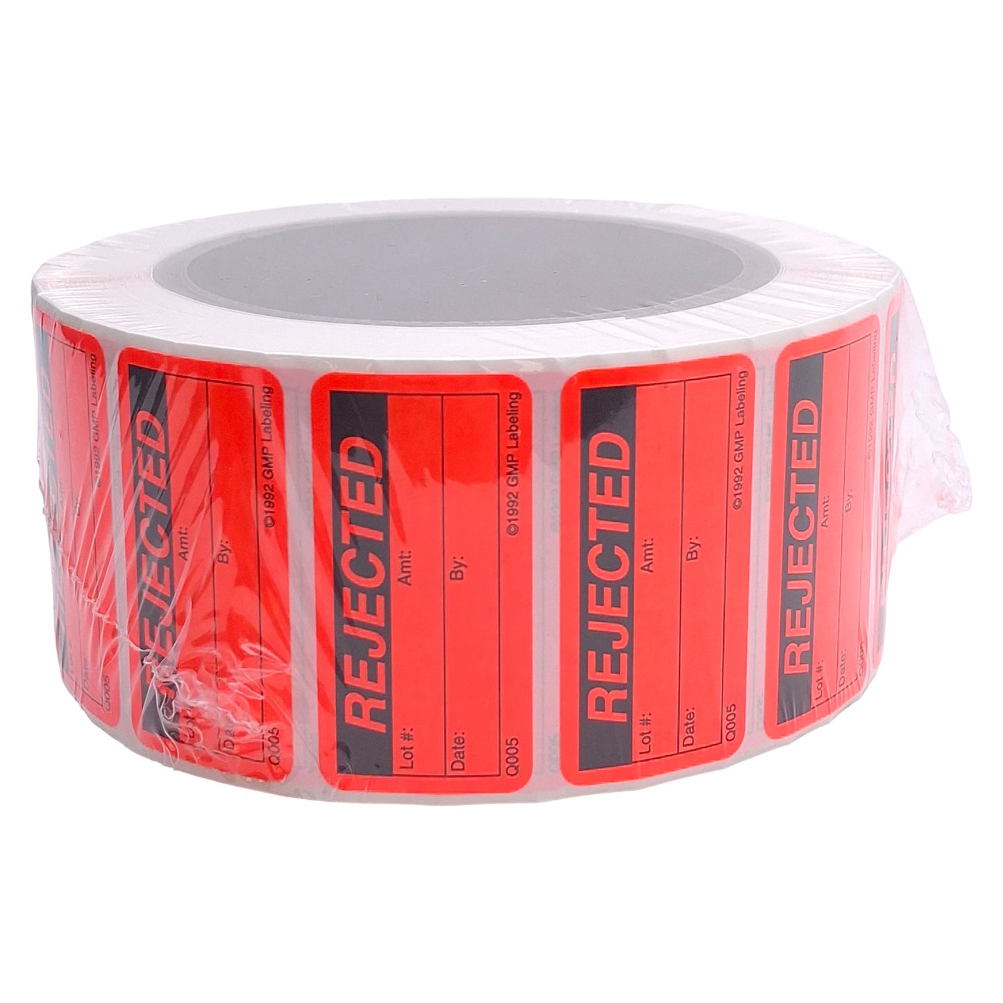 New GMP Labeling Q005 Rejected Label, 1000/Roll, 2 x 1in Rectangle, Thermal Transfer