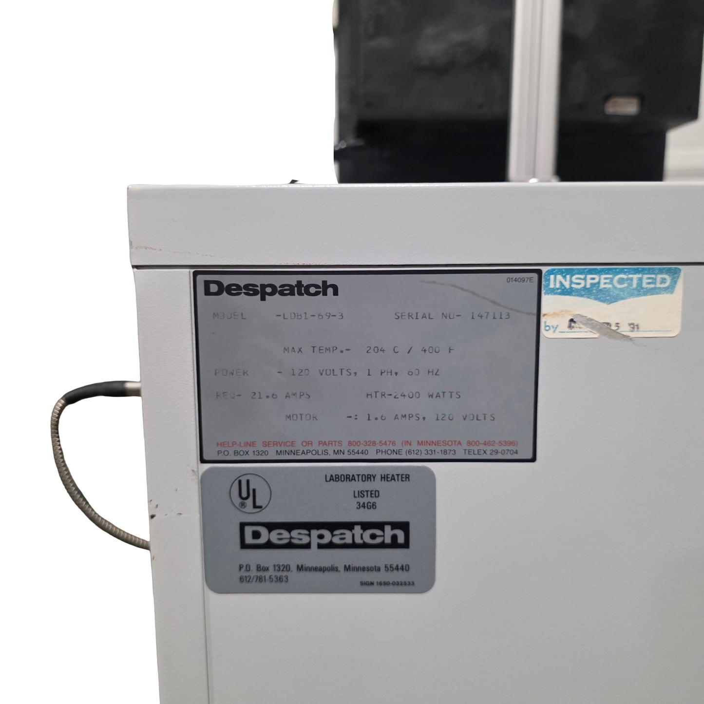 Used Despatch LDB1-69-3 Benchtop Forced Convection Laboratory Oven 6.9CuFt 120VAC 21A