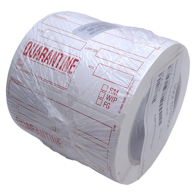 New GMP Labeling S186 Quarantine Label 500/Roll, 4 x 2.5in Rectangle, Matte Litho