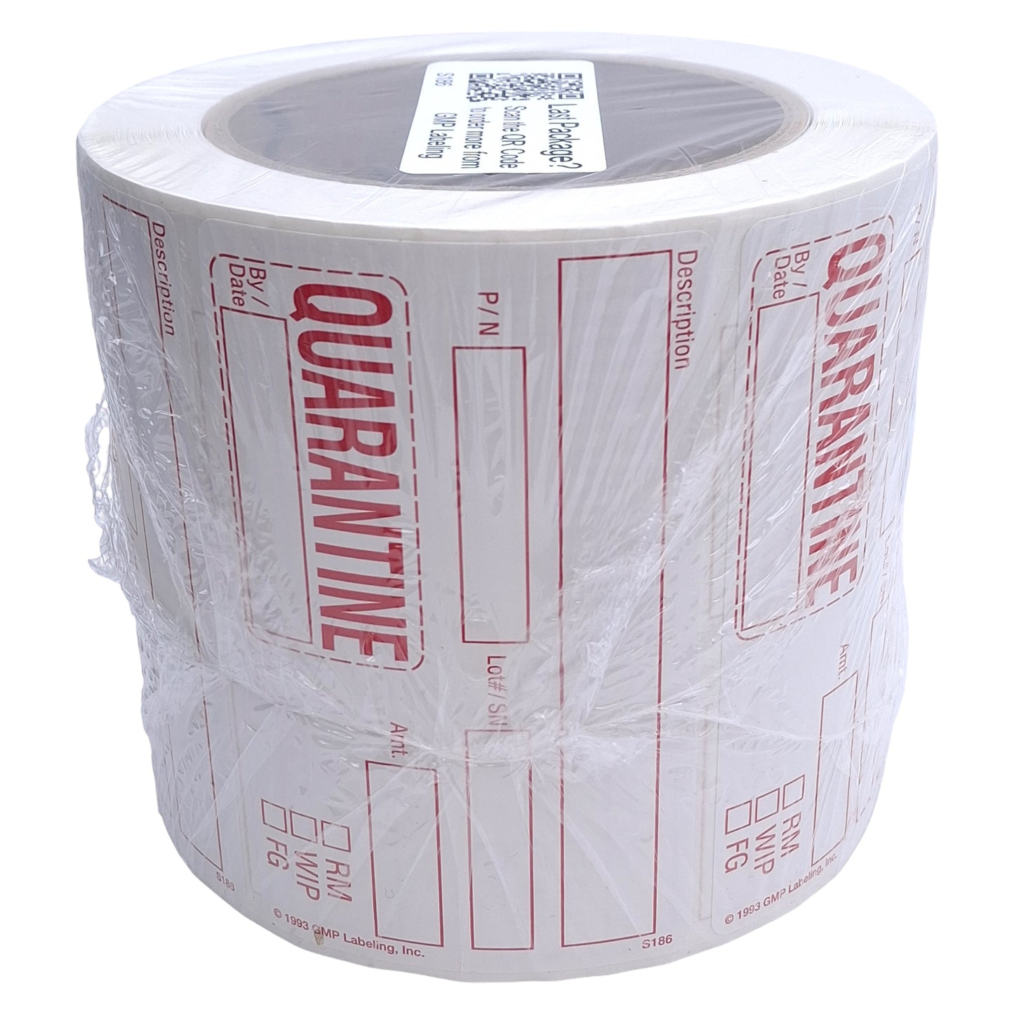 New GMP Labeling S186 Quarantine Label 500/Roll, 4 x 2.5in Rectangle, Matte Litho