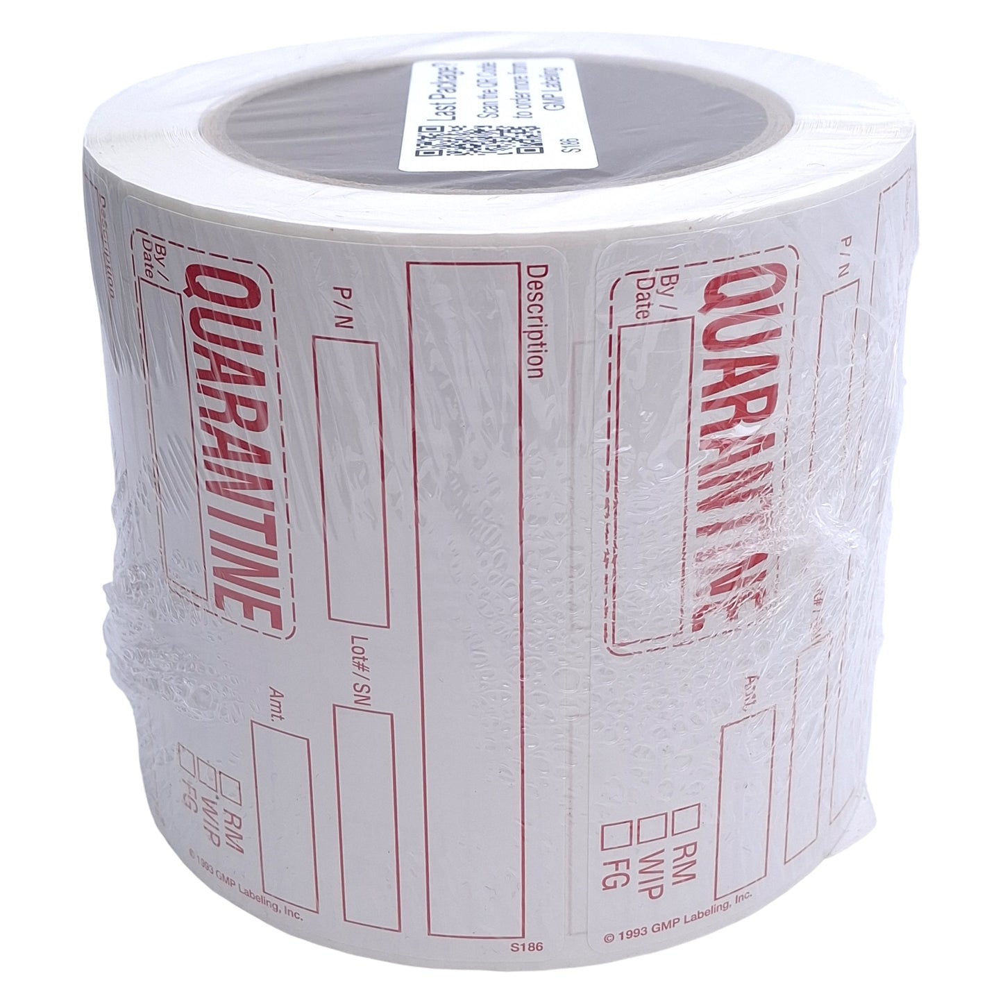 New GMP Labeling S186 Quarantine Label 500/Roll, 4 x 2.5in Rectangle, Matte Litho