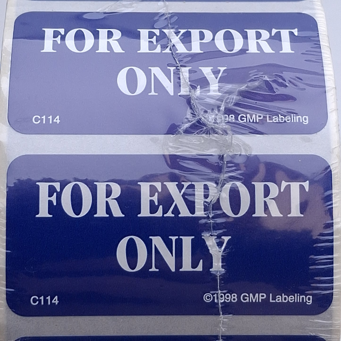 New GMP Labeling C114 For Export Only Label 1000/Roll, 2 x 1in Rectangle, Semi-Gloss
