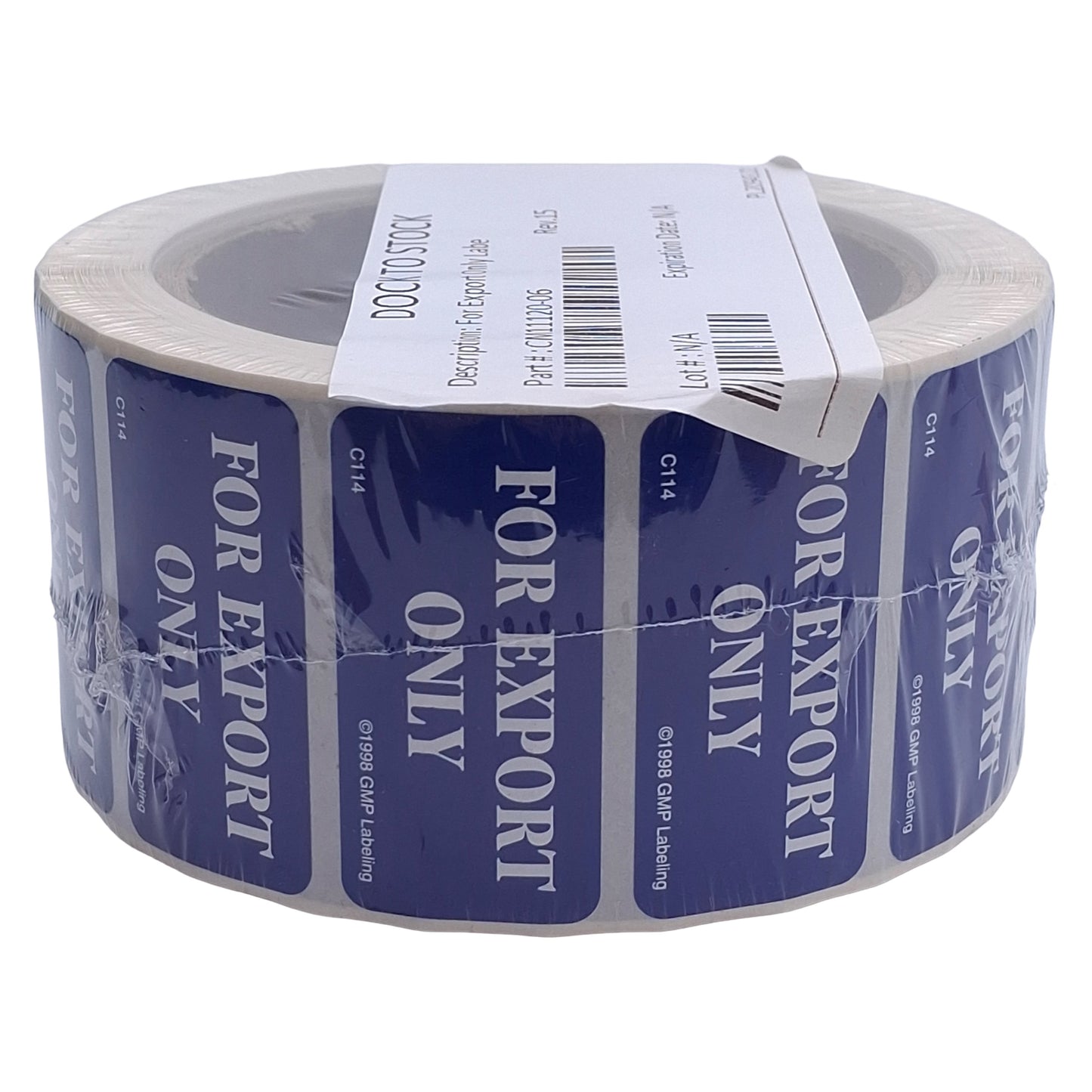 New GMP Labeling C114 For Export Only Label 1000/Roll, 2 x 1in Rectangle, Semi-Gloss