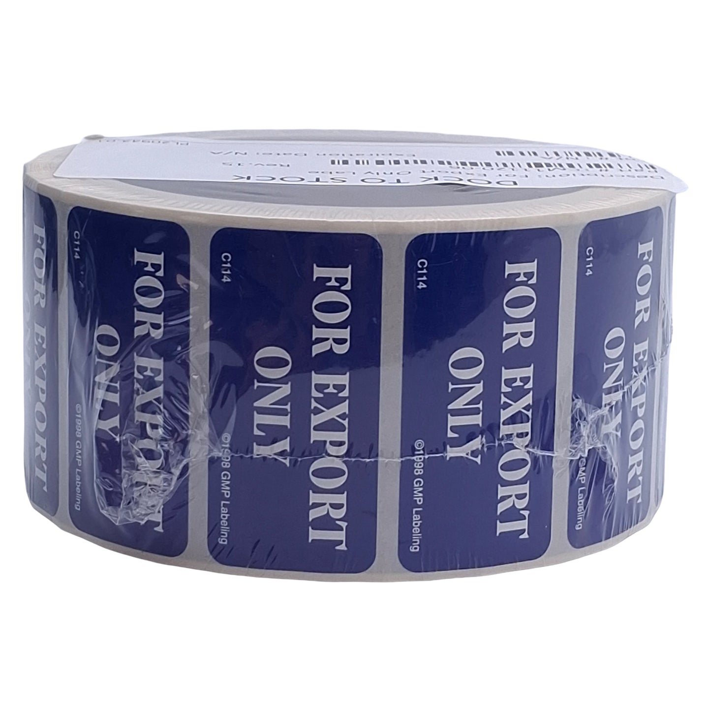 New GMP Labeling C114 For Export Only Label 1000/Roll, 2 x 1in Rectangle, Semi-Gloss