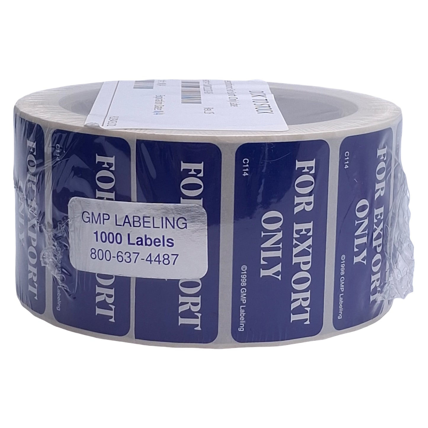 New GMP Labeling C114 For Export Only Label 1000/Roll, 2 x 1in Rectangle, Semi-Gloss