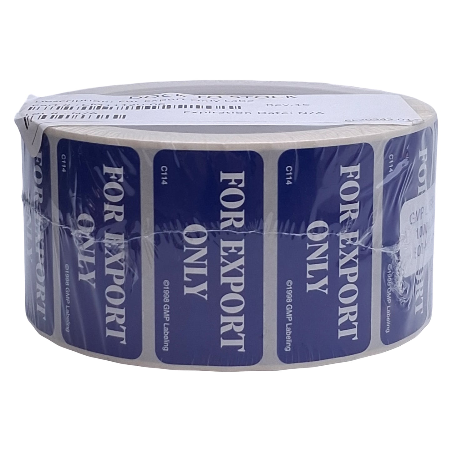 New GMP Labeling C114 For Export Only Label 1000/Roll, 2 x 1in Rectangle, Semi-Gloss