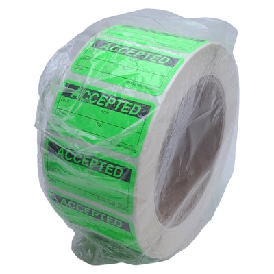 New GMP Labeling Q008 Accepted Label, 1000/Roll, 2 x 1in Rectangle, Thermal Transfer
