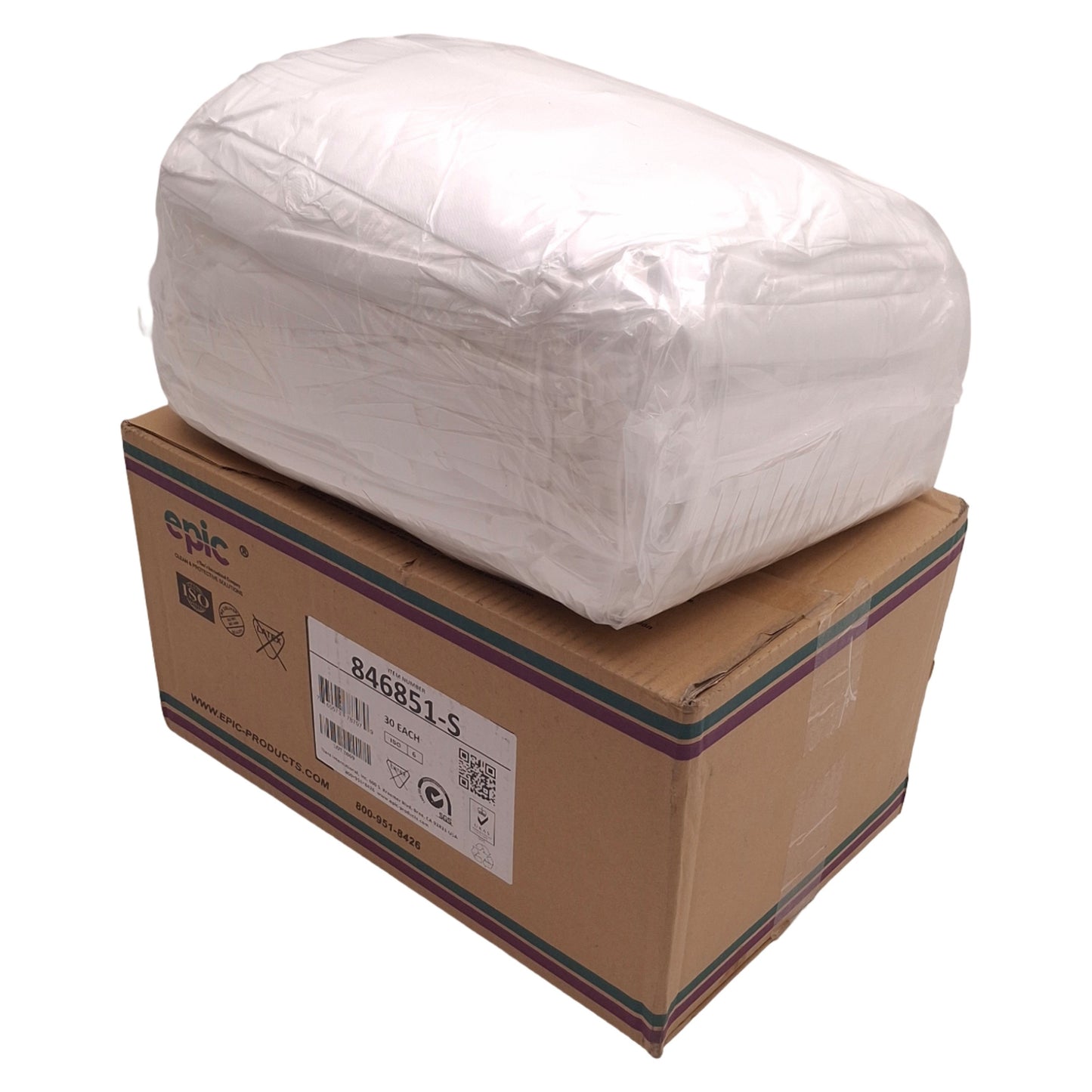 New Epic 846851-S White Coated Frocks 30/Case, Cleanroom-Safe, ESD-Safe, Small
