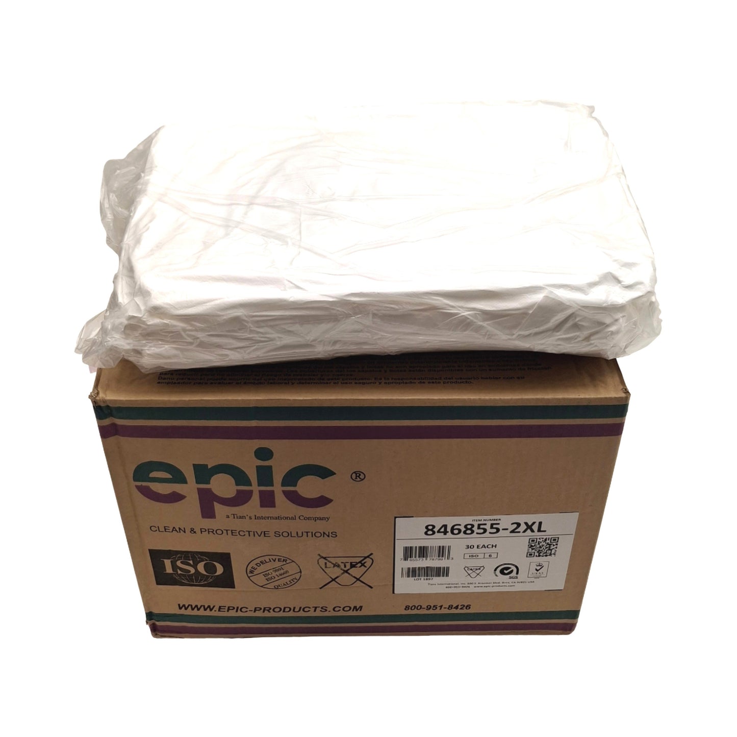 New Epic 846855-2XL White Reusable General Purpose Work Smock, 2XL Size, Case of 30