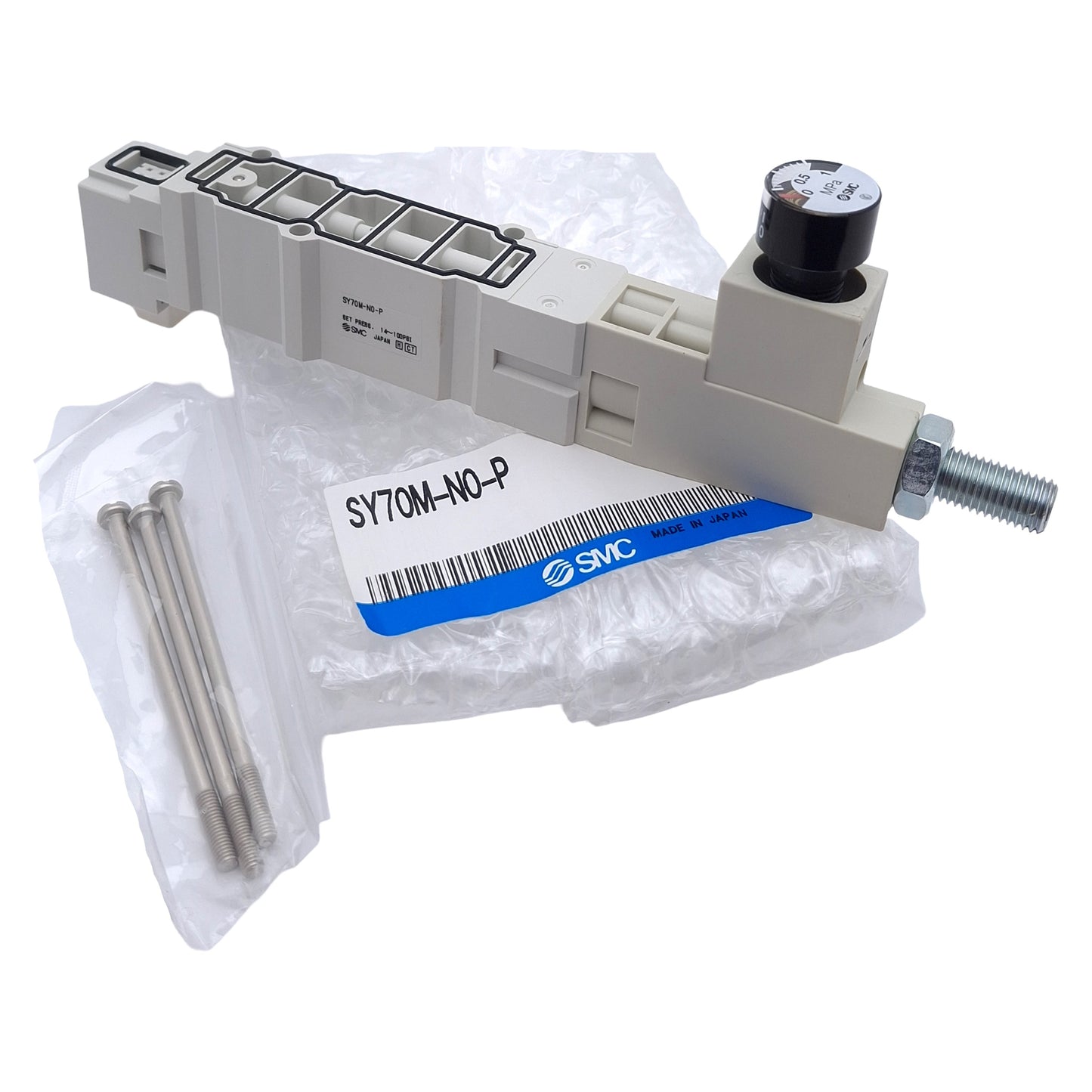 New SMC SY70M-N0-P Solenoid Valve Interface Regulator, Set 14-100psi, 0-1.0MPa Gauge