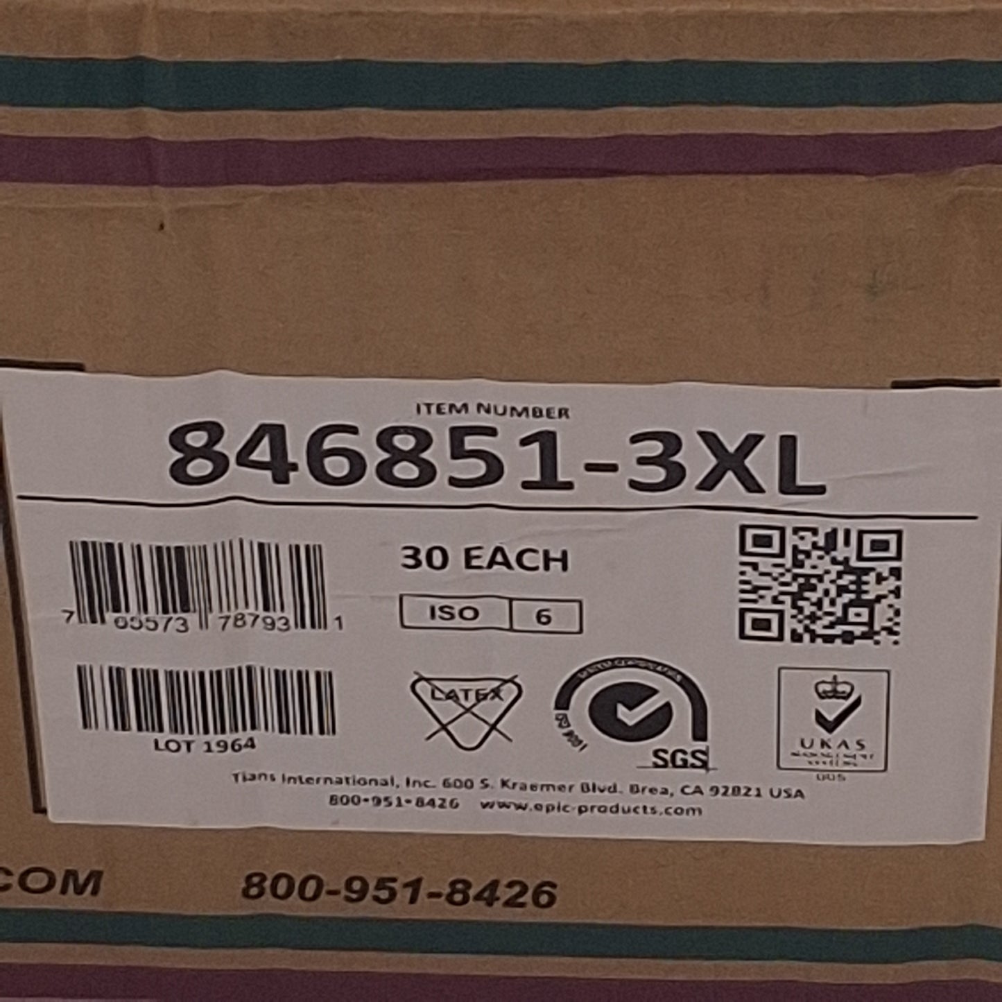 New Epic 846851-3XL White Coated Frocks, 30/Case, Cleanroom-Safe, 3X Extra-Large