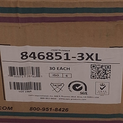 New Epic 846851-3XL White Coated Frocks, 30/Case, Cleanroom-Safe, 3X Extra-Large