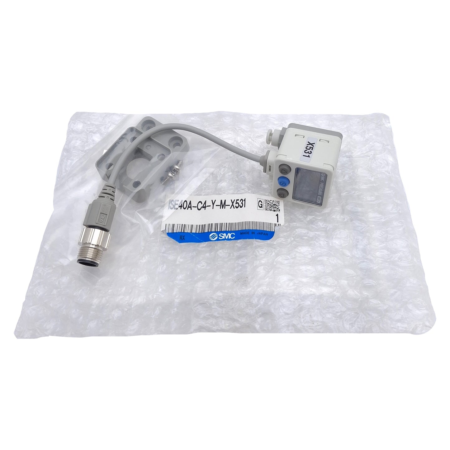 New SMC ISE40A-C4-Y-M-X531 Digital Pressure Switch, PNP, -0.1~1MPa, 24VDC, 4-Pin M12