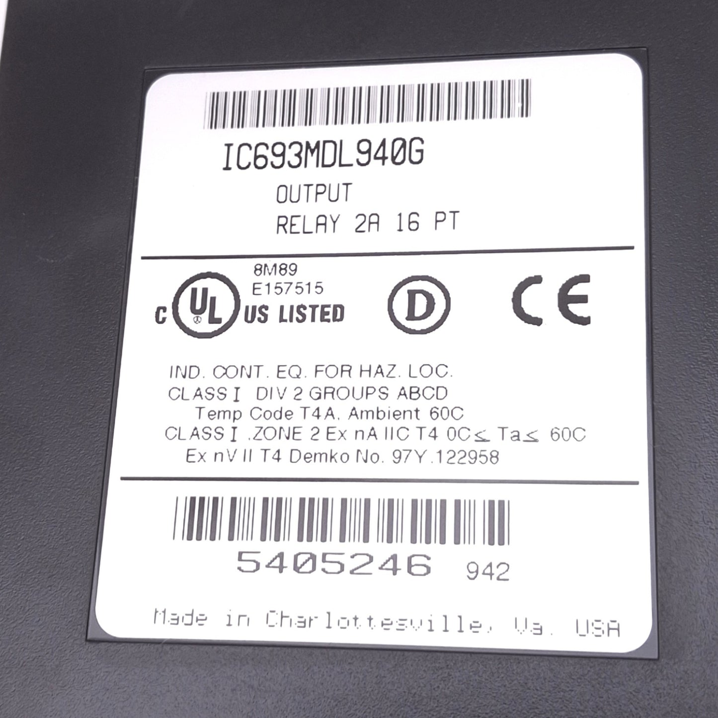 Used GE Fanuc IC693MDL940G Relay Output Module for 90-30 PLC, 16-Point NO 24VDC