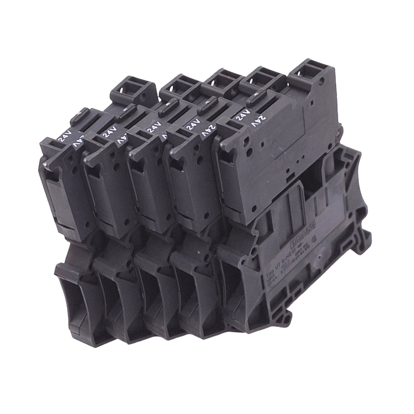 New Lot of 5 Phoenix Contact 3046414 UT 6-HESILED 24 Terminal Blocks, 24V 10A