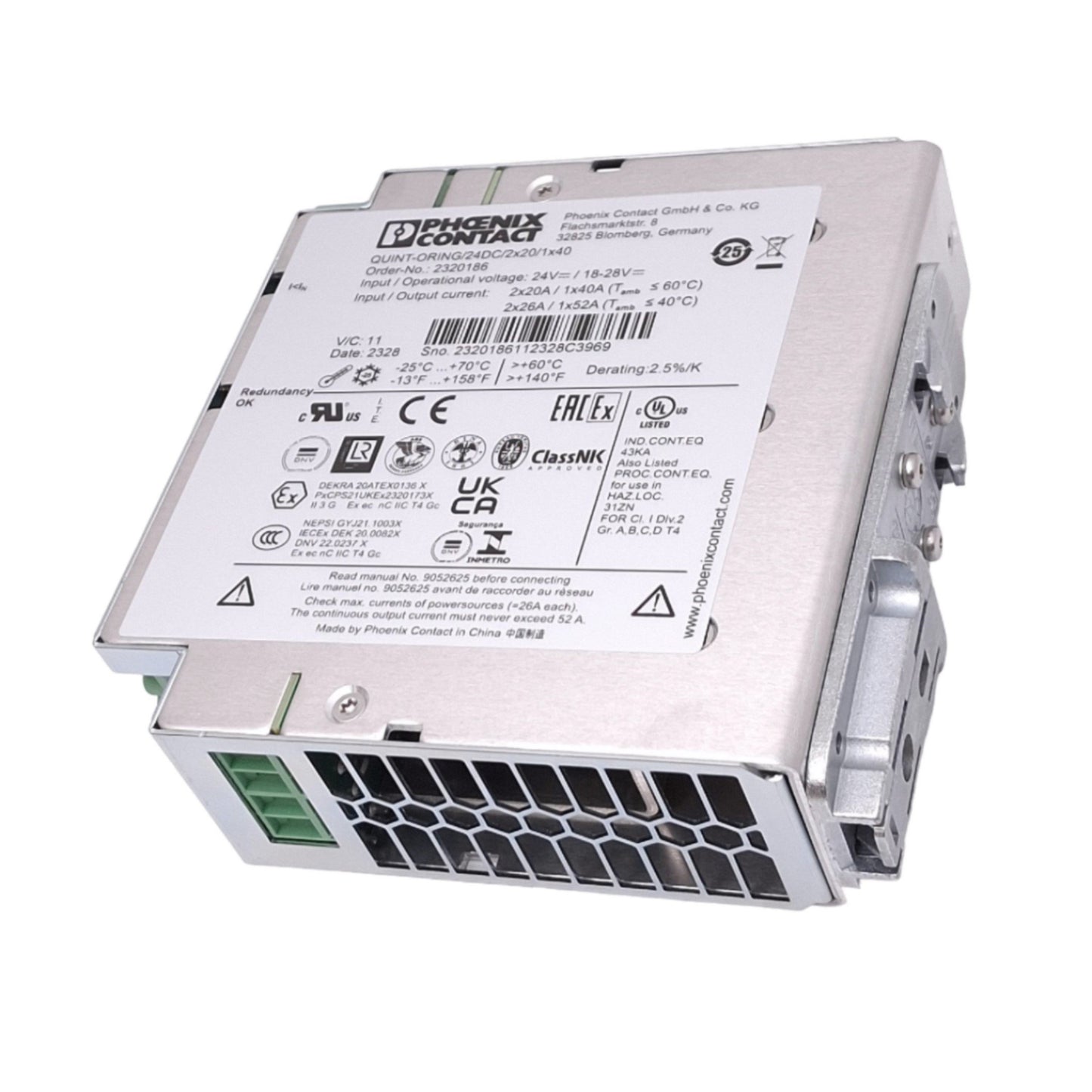 New Phoenix Contact 2320186 QUINT-ORING/24DC/2x20/1x40 Redundancy Module, 24VDC