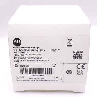 New Allen Bradley 856T-B24SNC Stack Light Mounting Base Module, 70mm, 24VAC/DC