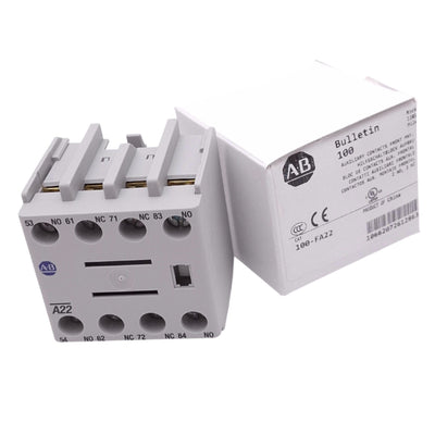 New Allen Bradley 100-FA22 Auxiliary Contact Block, 2NO 2NC, 600VAC 10A, Front Mount