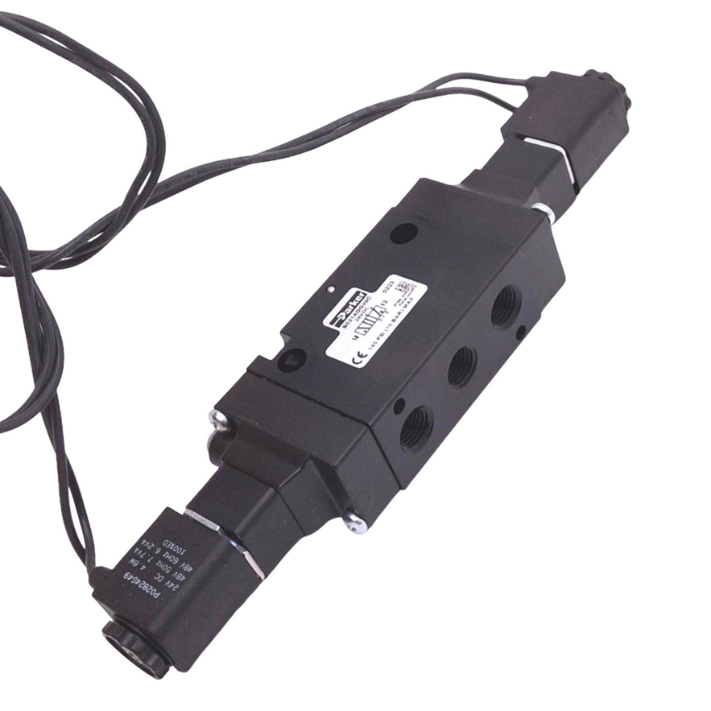 New Parker B521ADG49C Solenoid Valve, 4-Way 2-Position, 1/4in NPT, 10bar, 24VDC Coil