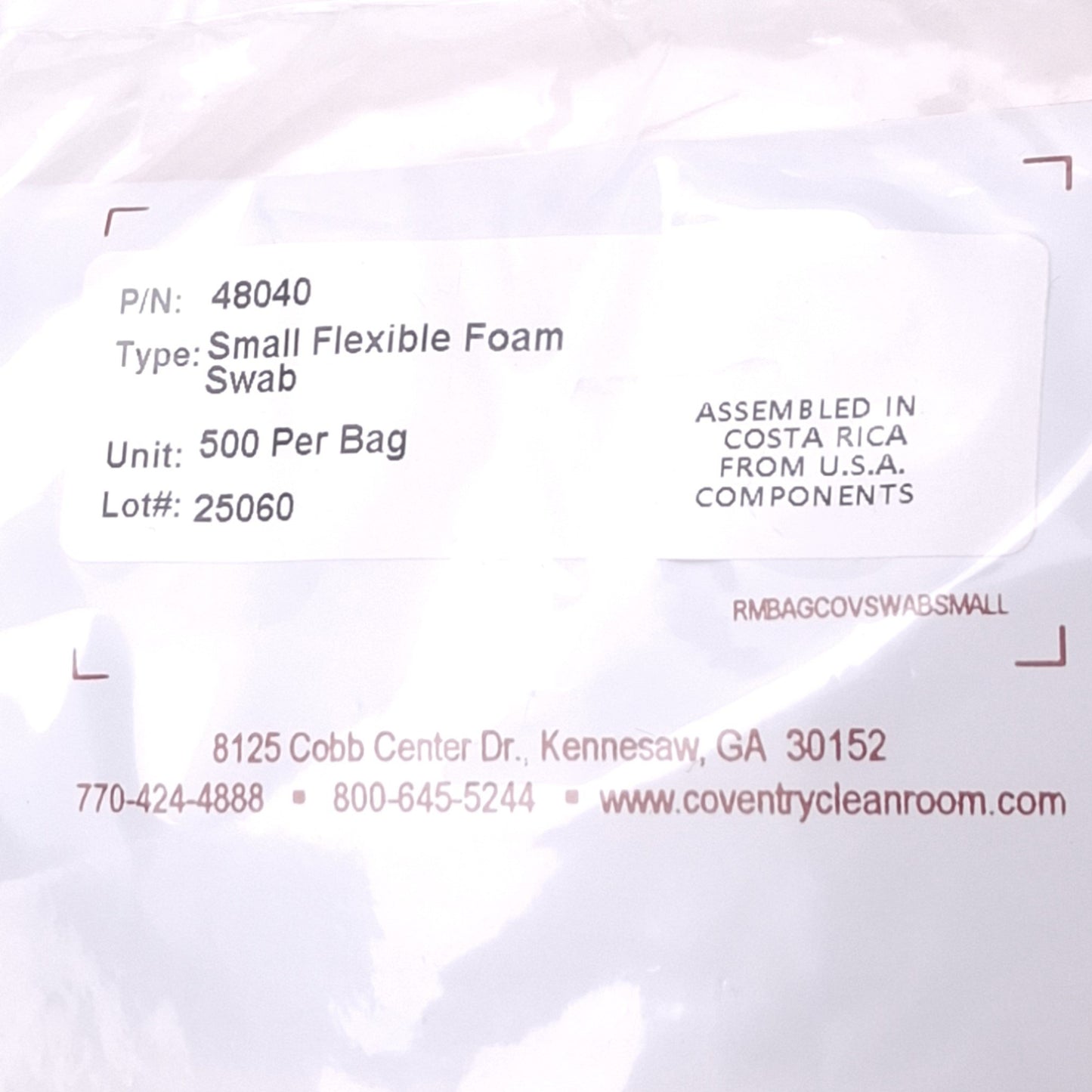 New Coventry 48040 Bag of 500 Flexible Foam Swabs, 2.7in Length, 100ppi Foam Head