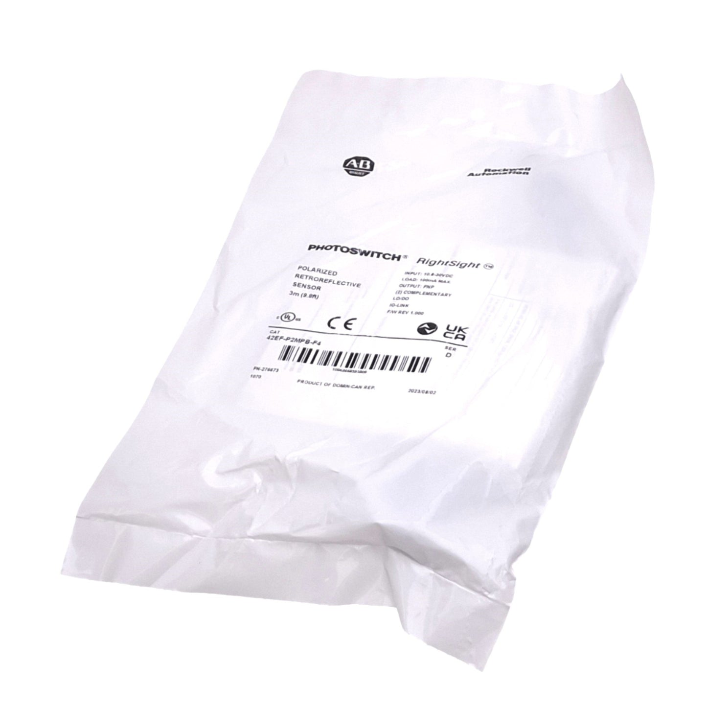 New Allen Bradley 42EF-P2MPB-F4 Photoelectric Sensor, PNP, 3m Range, 24VDC, M12 4-P