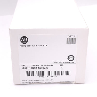 New Allen Bradley 5069-RTB64-SCREW I/O Terminal Blocks for Compact 5000, 6-Pin/4-Pin