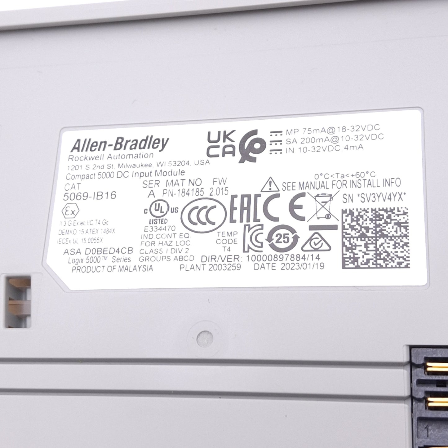New Allen Bradley 5069-IB16 Compact 5000 Digital Input Module, 16-Channel 24VDC