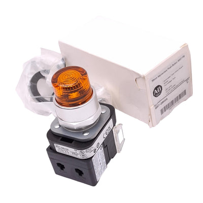 New Allen Bradley 800T-QBH2A Amber Illuminated Pushbutton, 30mm, 1NO 1NC, 12-130V