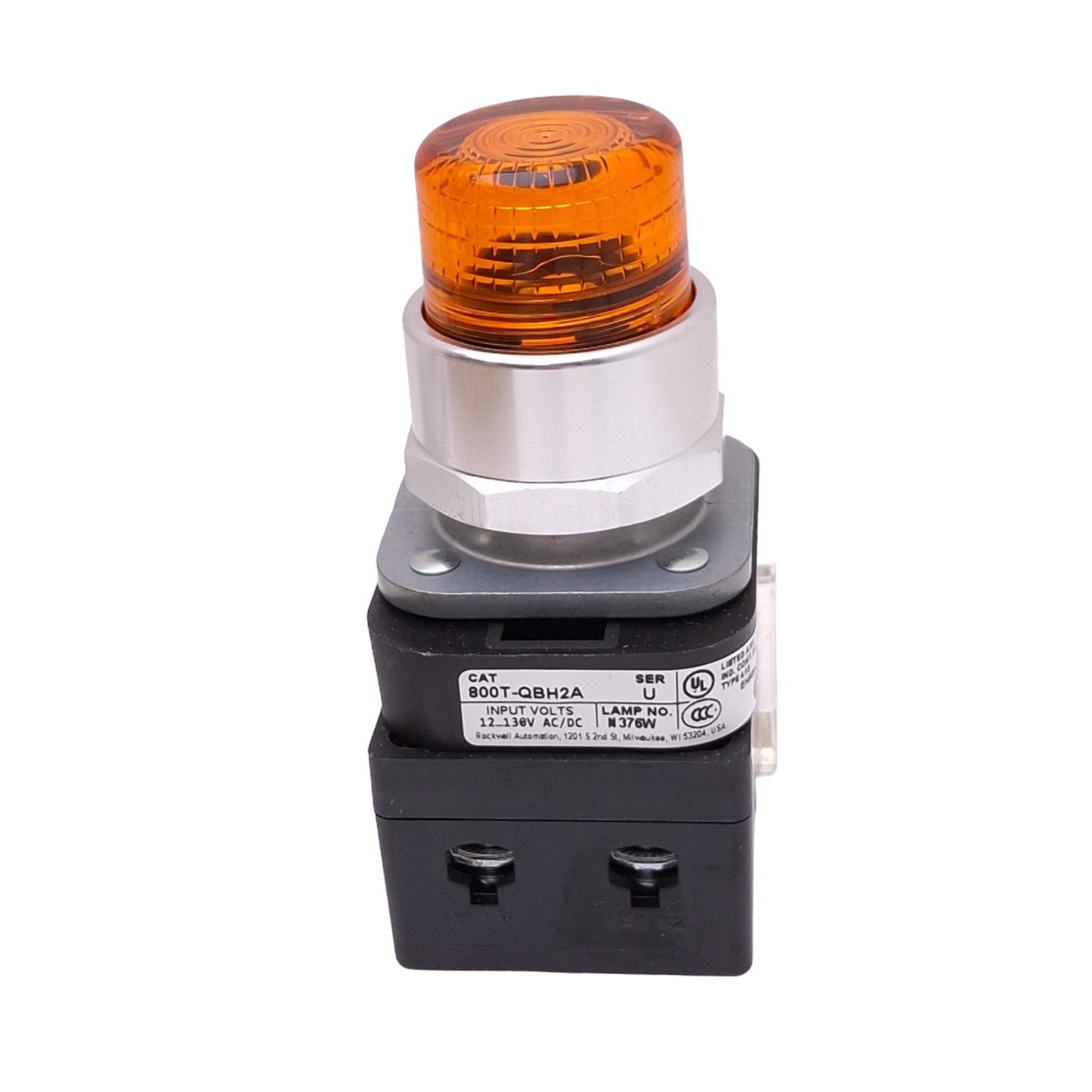 New Allen Bradley 800T-QBH2A Amber Illuminated Pushbutton, 30mm, 1NO 1NC, 12-130V