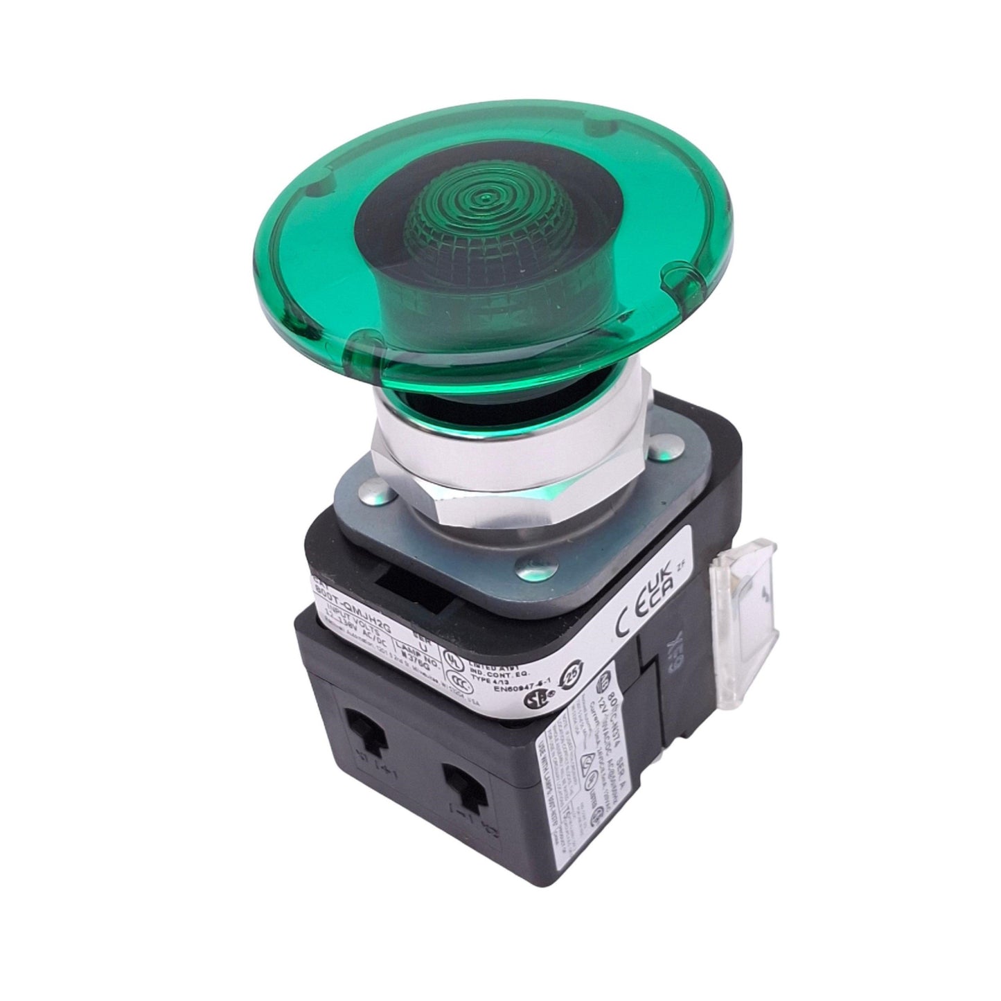 New Allen Bradley 800T-QMJH2G Illuminated Green Mushroom Pushbutton, 30mm, 1NO 1NC