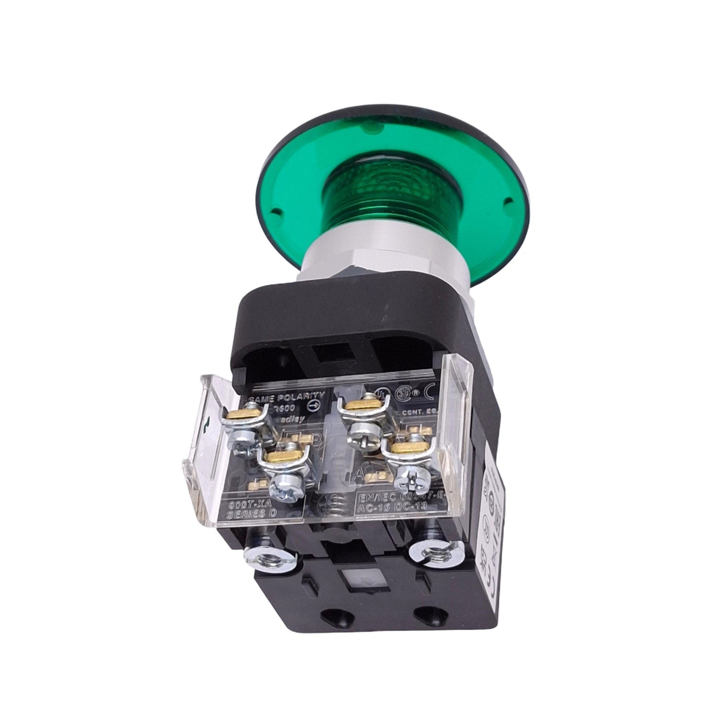 New Allen Bradley 800T-QMJH2G Illuminated Green Mushroom Pushbutton, 30mm, 1NO 1NC