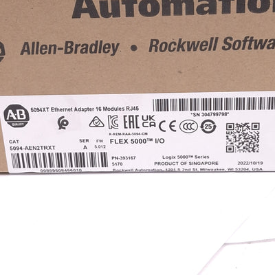 New Allen Bradley 5094-AEN2TRXT Ethernet Adapter for FLEX 5000 I/O, 16 Module, 24VDC