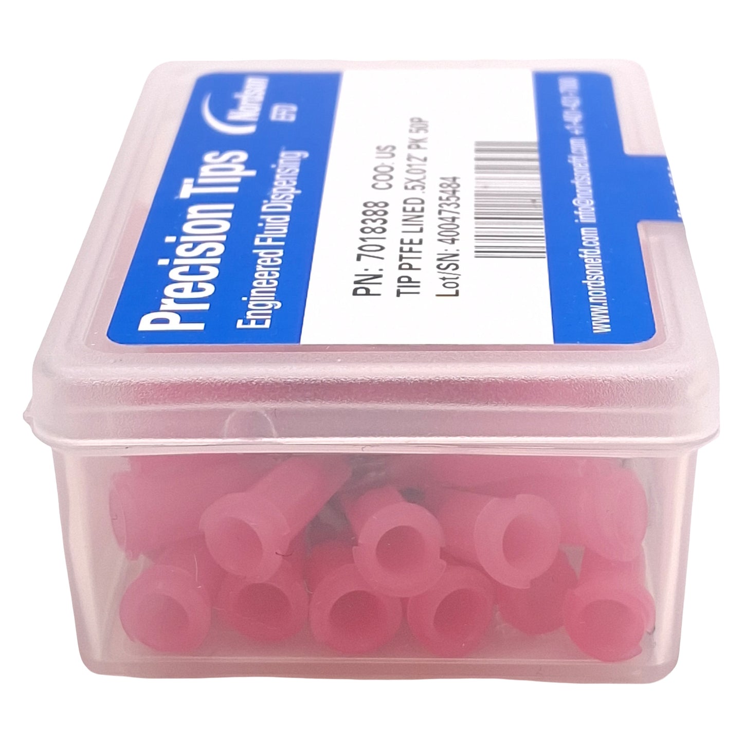 New Nordson EFD 7018388 Precision PTFE-Lined Tips, Pink, 0.5in x 0.012in ID, 50/Box