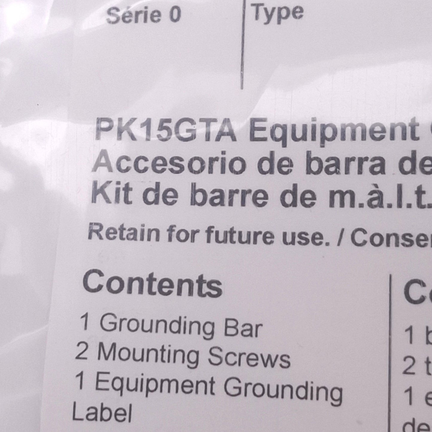 New Square D PK15GTA Grounding Bar Assembly, 15-Terminal, 225A Max, 143mm Length