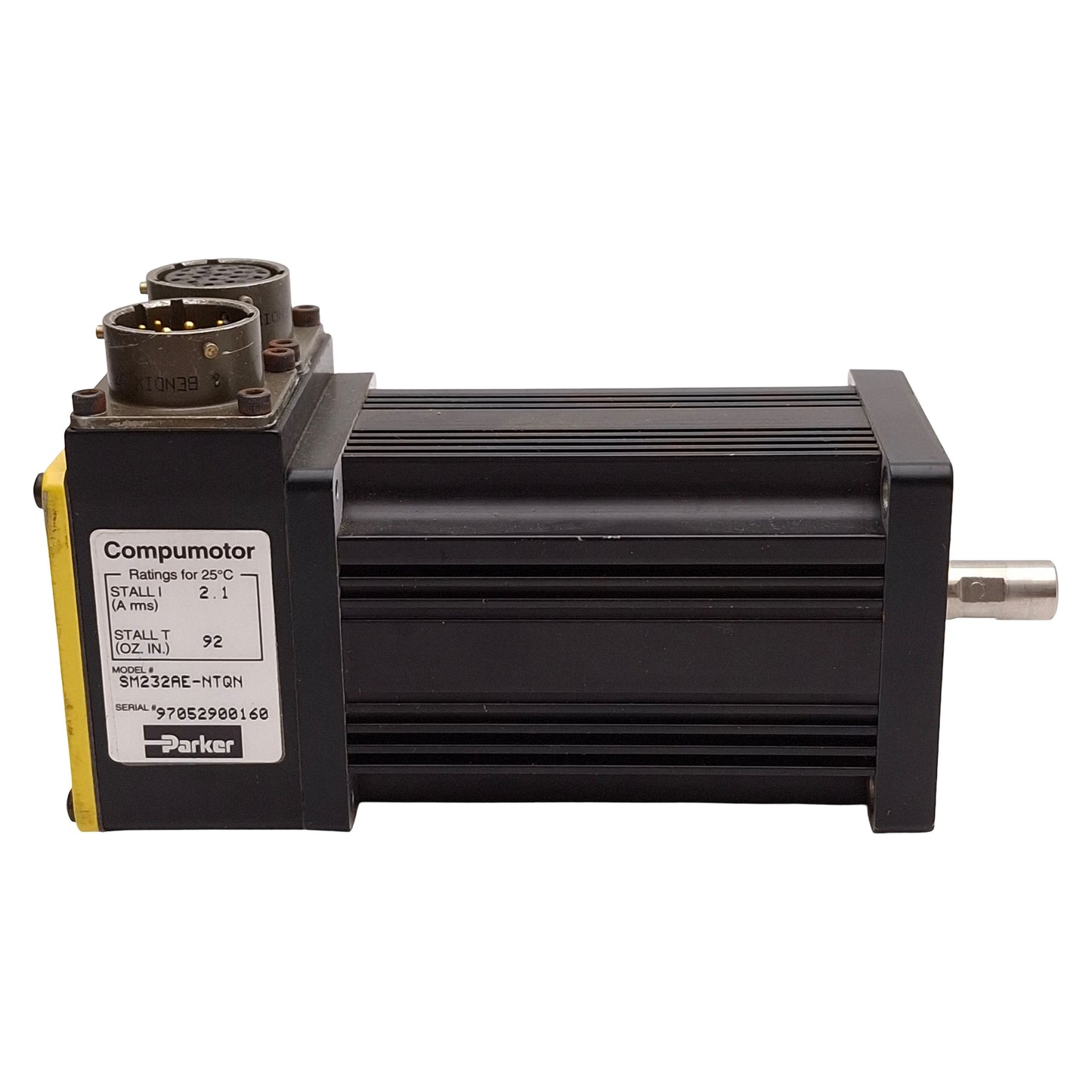 Used Parker SM232AE-NTQN Servo Motor, 260W, 4500rpm, 1000ppr, ø3/8in Shaft, NEMA 23