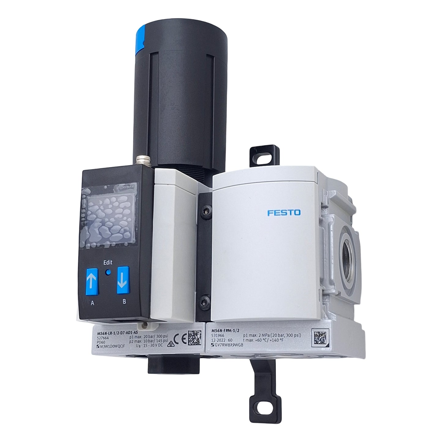 New – Open box Festo 532307 MSB6N Air Preparation Combination Unit 1/2in NPT, 20bar, 24VDC Coil