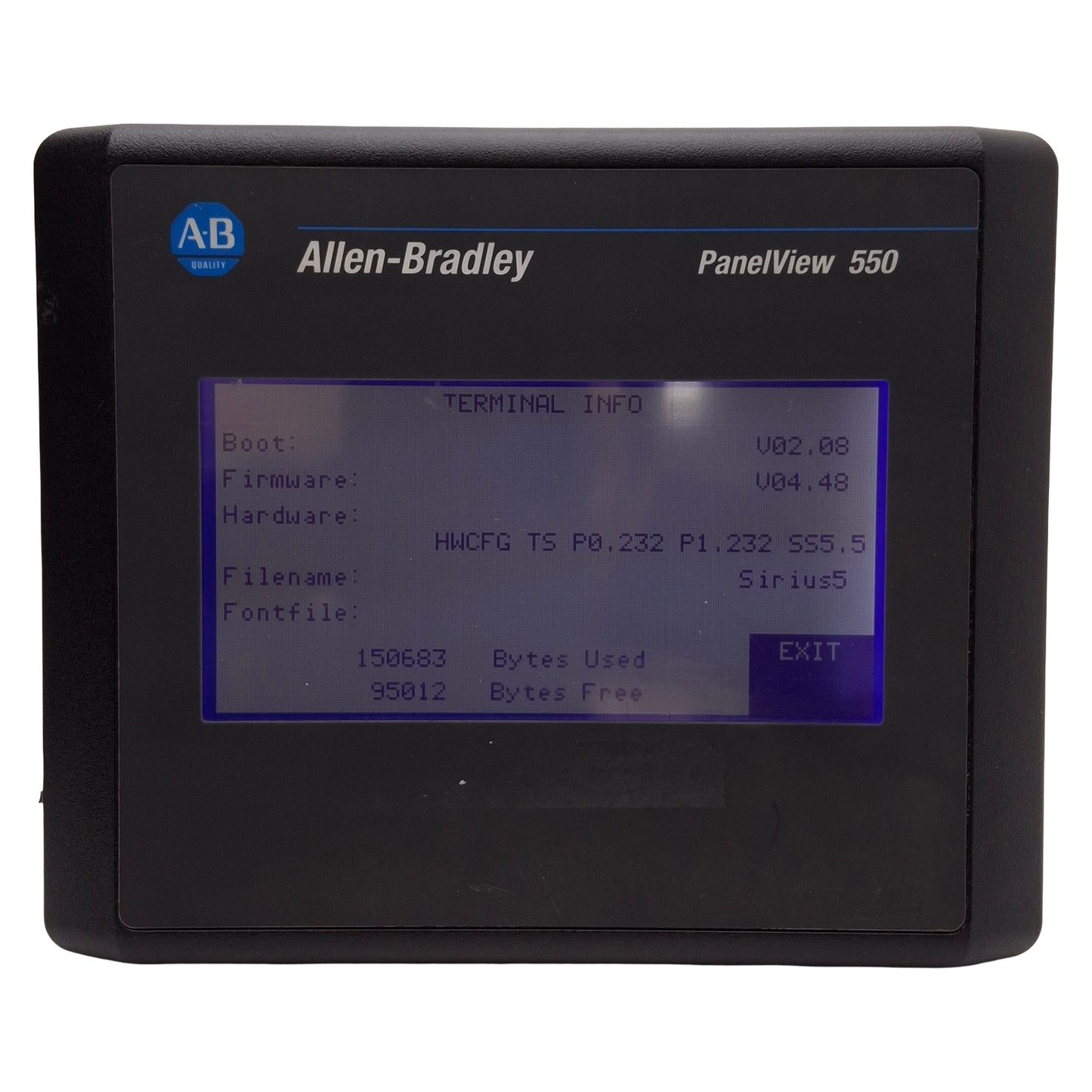 Used Allen Bradley 2711-T5A16L1 PanelView 550 Touchscreen HMI RS-232, 24VDC, FRN 4.48