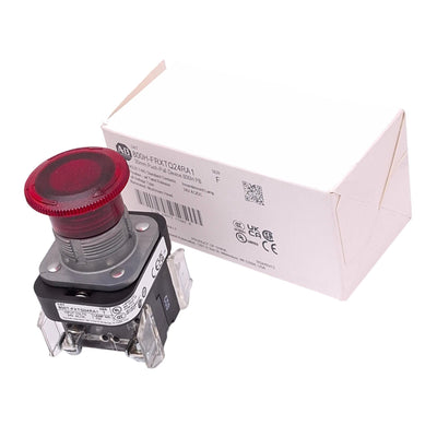 New Allen Bradley 800H-FRXTQ24RA1 Illuminated Push/Pull Button, 1NO 1NCLB, 24V Lamp