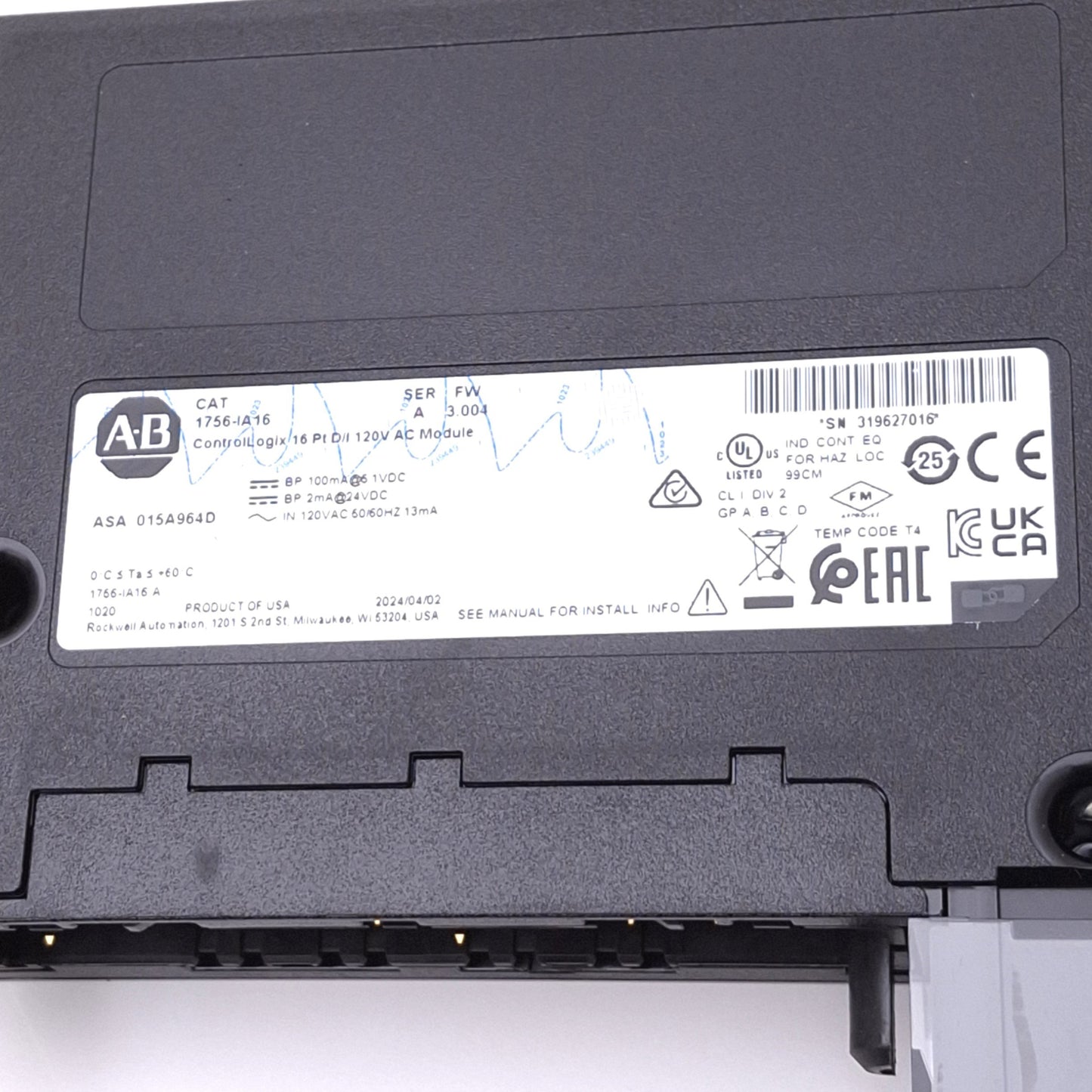 New Allen Bradley 1756-IA16 Digital AC Input Module for ControlLogix, 16-Point, 120V