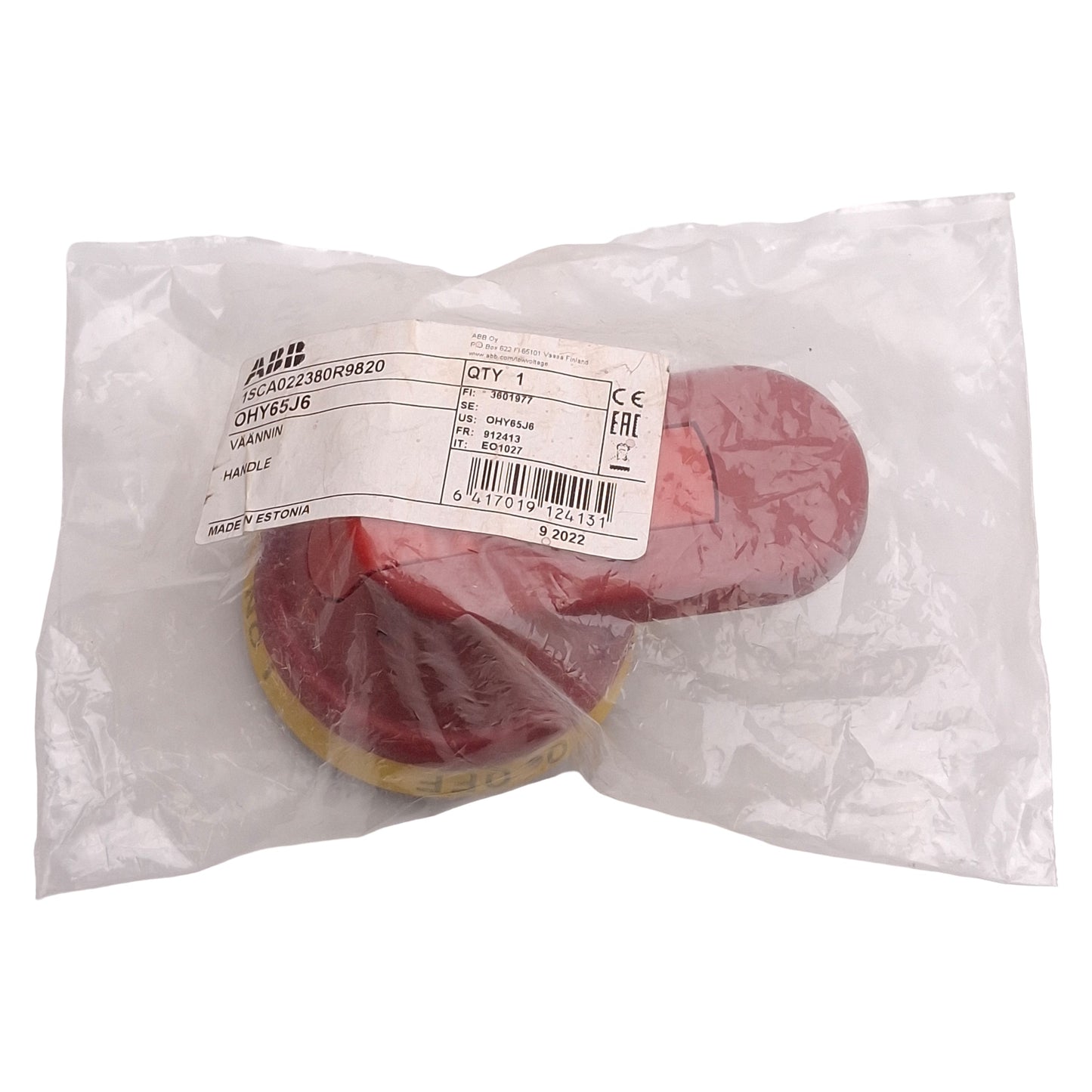New ABB OHY65J6 Disconnect Switch Pistol Handle, Yellow/Red, NEMA 1, 3R, 12 / IP65