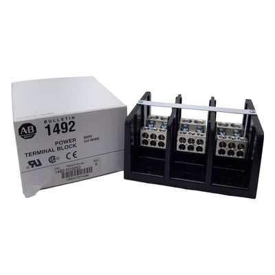 New Allen Bradley 1492-PD3263 Power Distribution Block, 3-Pole 350A 600VAC, Aluminum