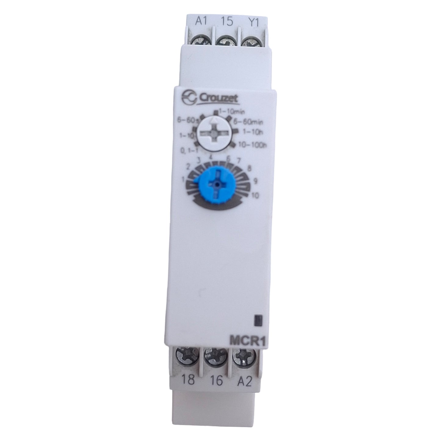 Used Crouzet MCR1 88827135 Analog Timer Relay 0.1s to 100h Range, 24VDC/24-240VAC