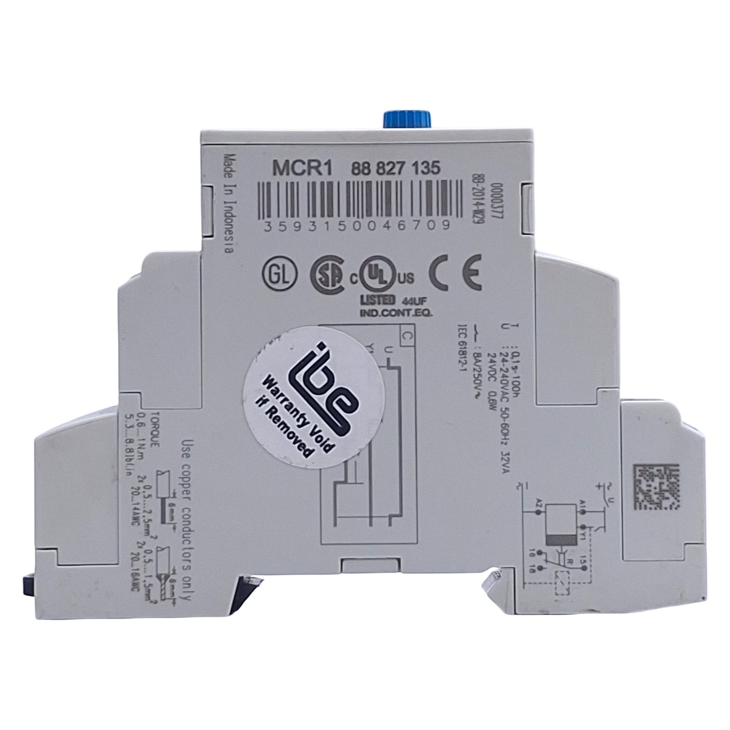 Used Crouzet MCR1 88827135 Analog Timer Relay 0.1s to 100h Range, 24VDC/24-240VAC